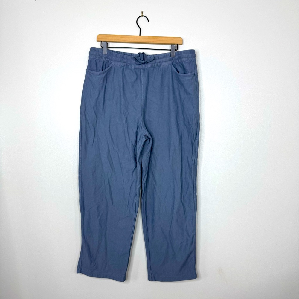 Athleta Farallon Wide Leg Coastline Blue Cotton Pants Lightweight XL